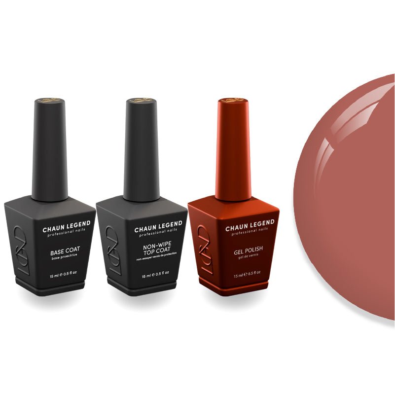Chaun Legend Non - Wipe Top Coat - Base Coat Duo - LG5209 Copper Crush - DTK Nail Supply