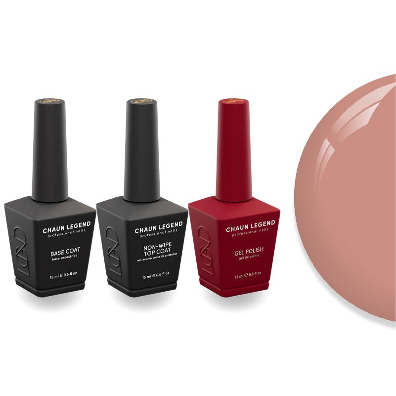 Chaun Legend Non - Wipe Top Coat - Base Coat Duo - LG5211 Red Hot Ridley - DTK Nail Supply