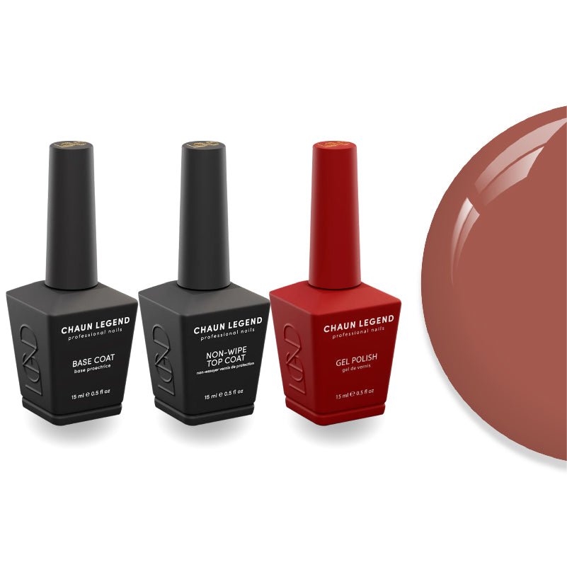 Chaun Legend Non - Wipe Top Coat - Base Coat Duo - LG5213 Koko Red - DTK Nail Supply