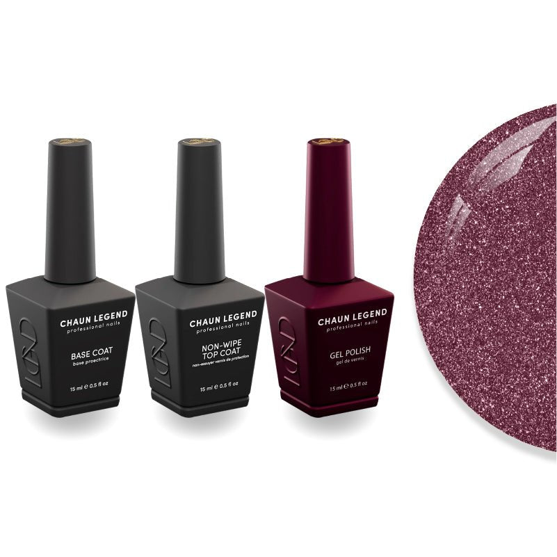 Chaun Legend Non - Wipe Top Coat - Base Coat Duo - LG5219 Plummeting - DTK Nail Supply
