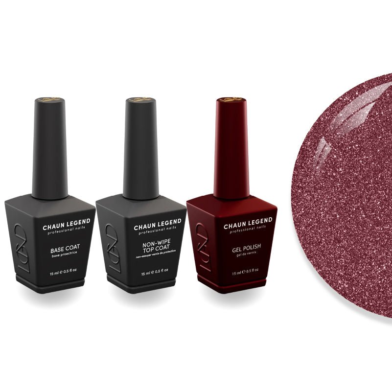 Chaun Legend Non - Wipe Top Coat - Base Coat Duo - LG5220 Cherry Spice - DTK Nail Supply