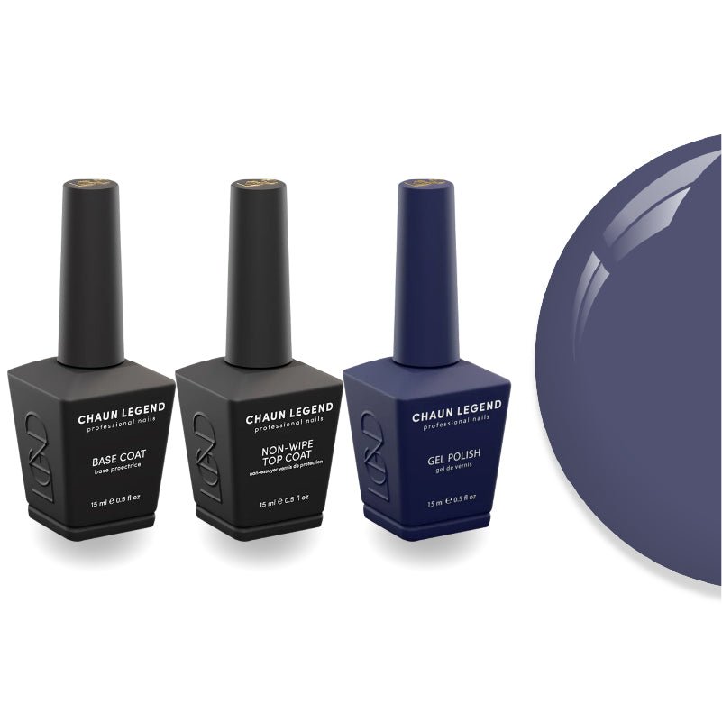 Chaun Legend Non - Wipe Top Coat - Base Coat Duo - LG5227 Berry Blue - DTK Nail Supply