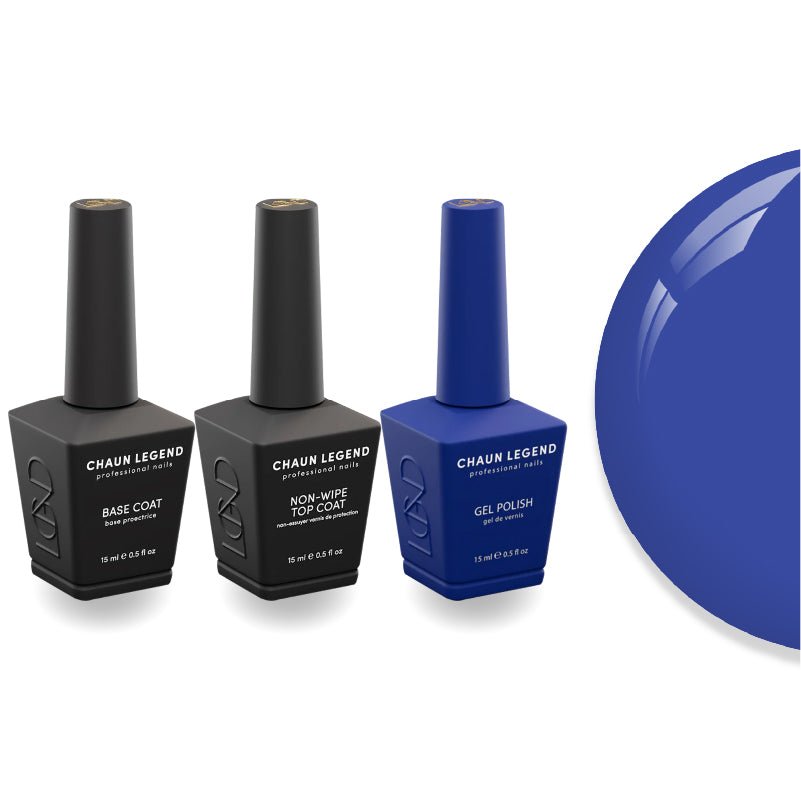 Chaun Legend Non - Wipe Top Coat - Base Coat Duo - LG5229 Cobalt Confidential - DTK Nail Supply