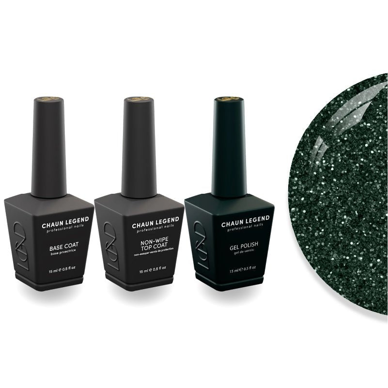 Chaun Legend Non - Wipe Top Coat - Base Coat Duo - LG5234 Emerald City - DTK Nail Supply