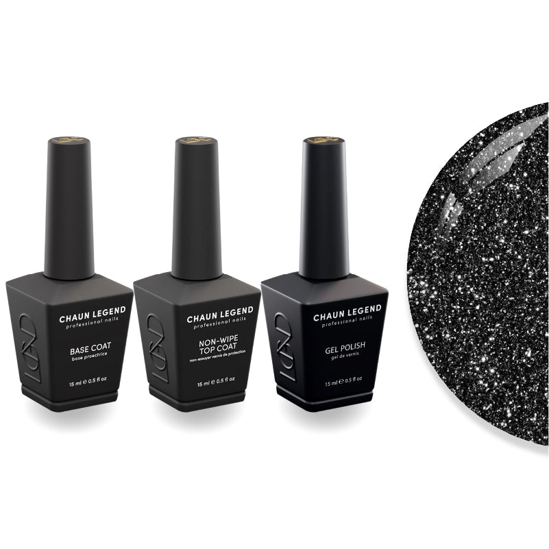 Chaun Legend Non - Wipe Top Coat - Base Coat Duo - LG5237 Cosmic Showers - DTK Nail Supply