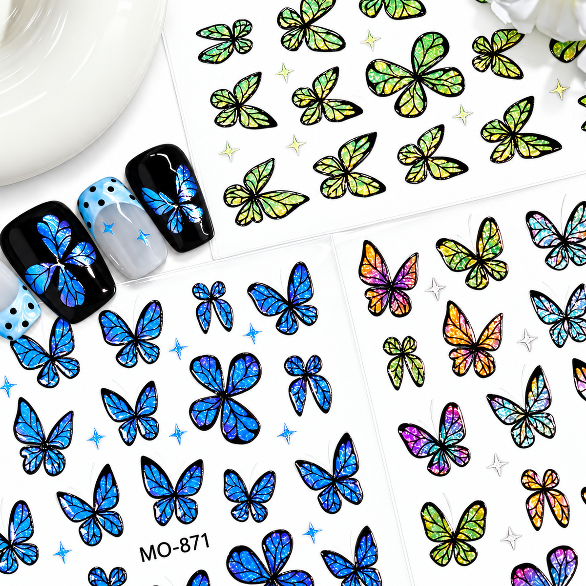 Butterfly Nail Art Stickers MO-870 - Multicolor - DTK Nail Supply