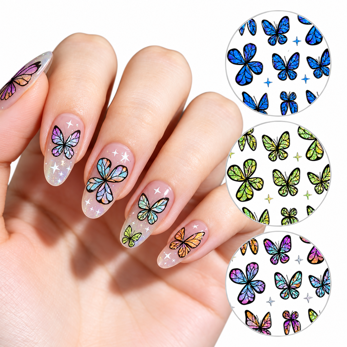 Butterfly Nail Art Stickers MO-870 - Multicolor - DTK Nail Supply