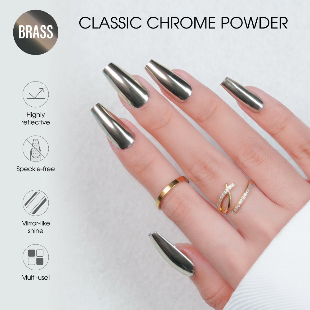 Classic Chrome Nail Powder - Brass - DTK Nail Supply