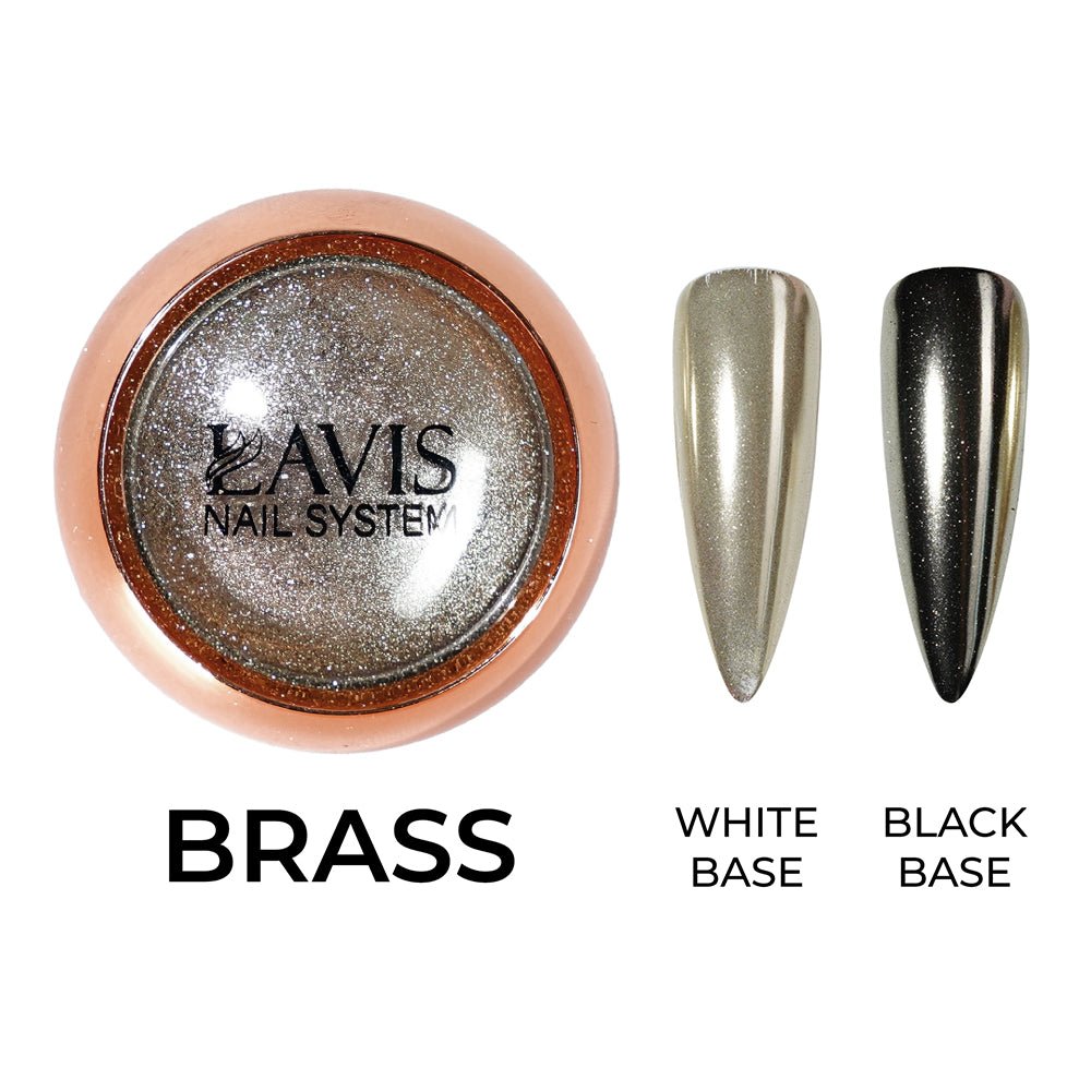 Classic Chrome Nail Powder - Brass - DTK Nail Supply