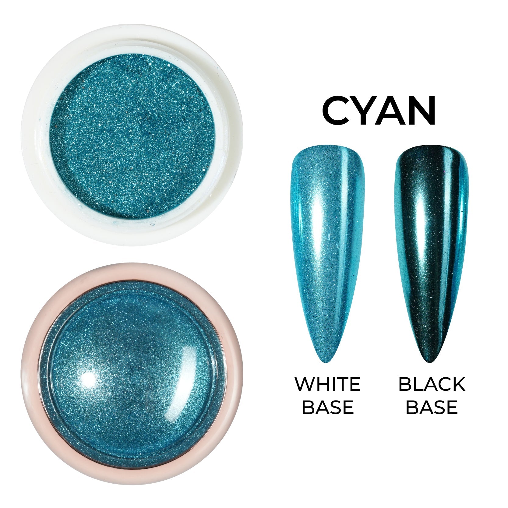 Classic Chrome Nail Powder - Cyan - DTK Nail Supply
