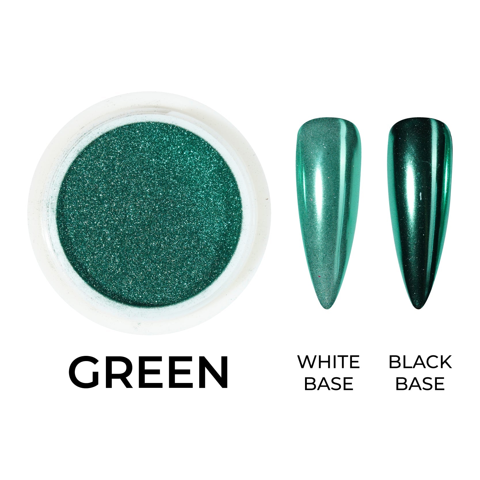 Classic Chrome Nail Powder - Green - DTK Nail Supply