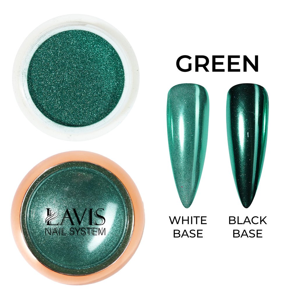 Classic Chrome Nail Powder - Green - DTK Nail Supply