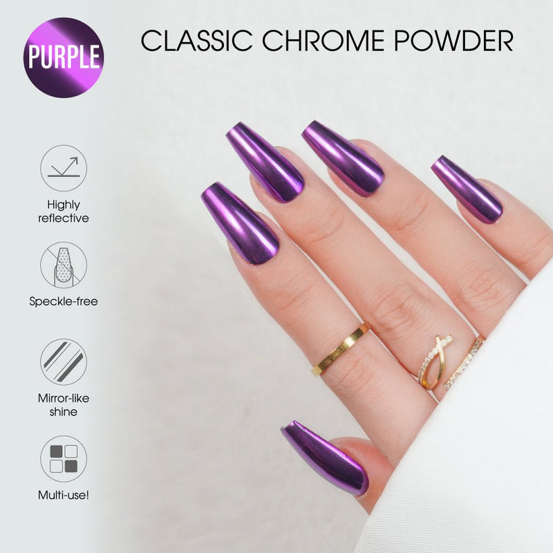 Classic Chrome Nail Powder - Purple - DTK Nail Supply