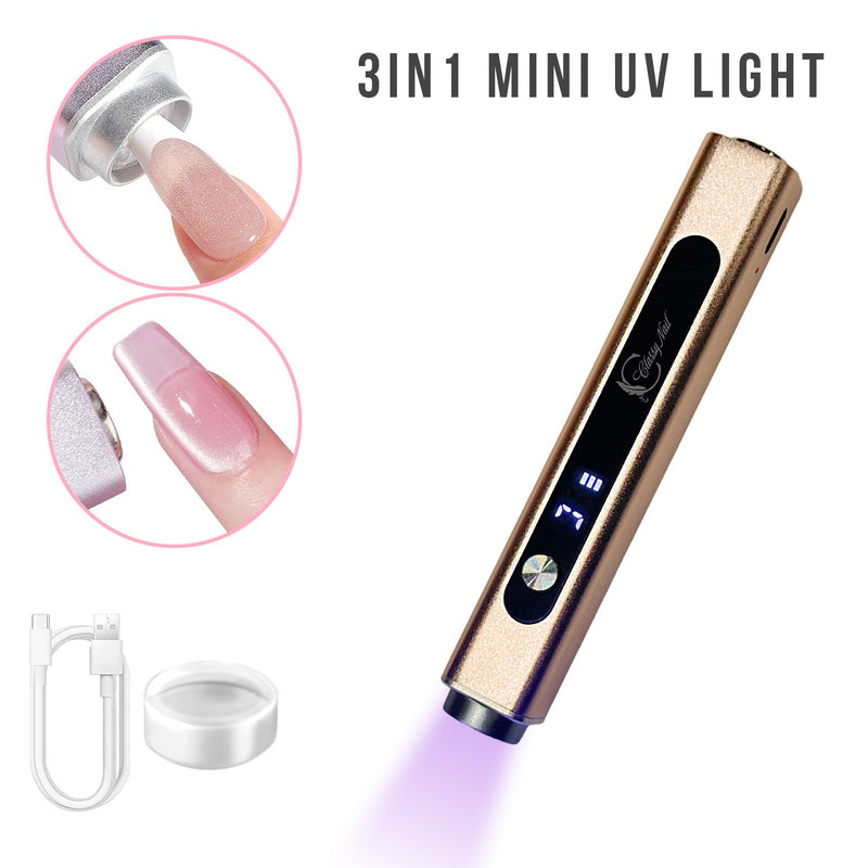 Classy Nail 3 - in - 1 Handheld Nail Lamp with attached Magnet & Stamper - Gold - DTK Nail Supply