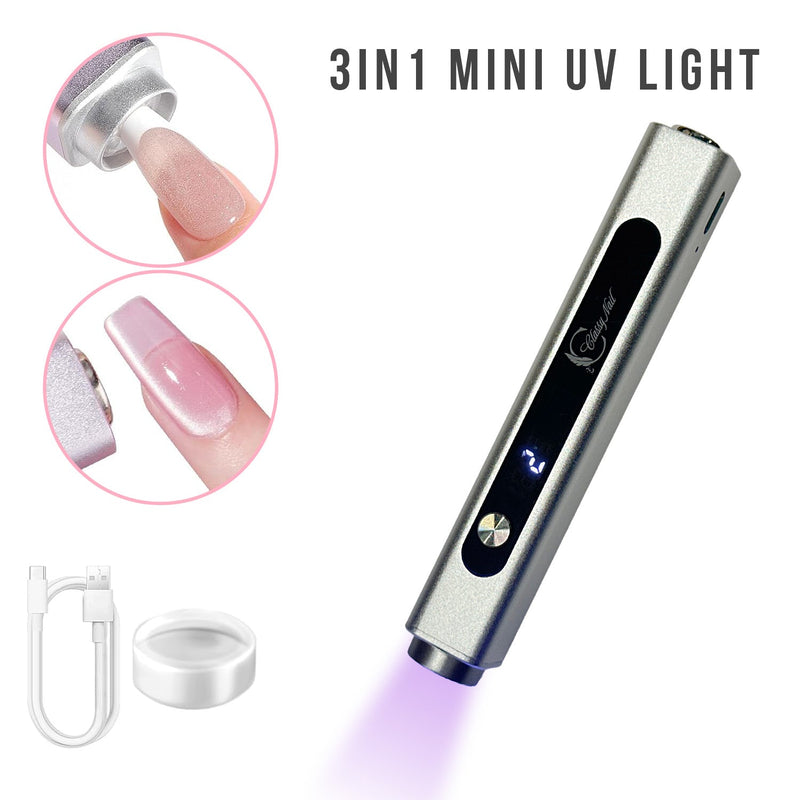 Classy Nail 3 - in - 1 Handheld Nail Lamp with attached Magnet & Stamper - Silver - DTK Nail Supply