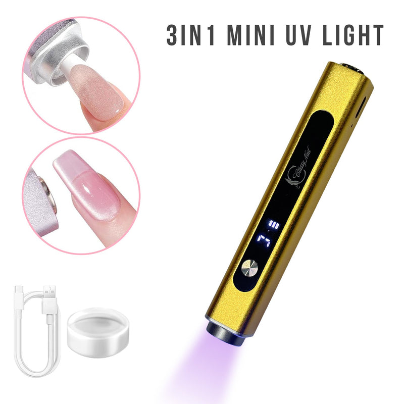 Classy Nail 3 - in - 1 Handheld Nail Lamp with attached Magnet & Stamper - Yellow - DTK Nail Supply
