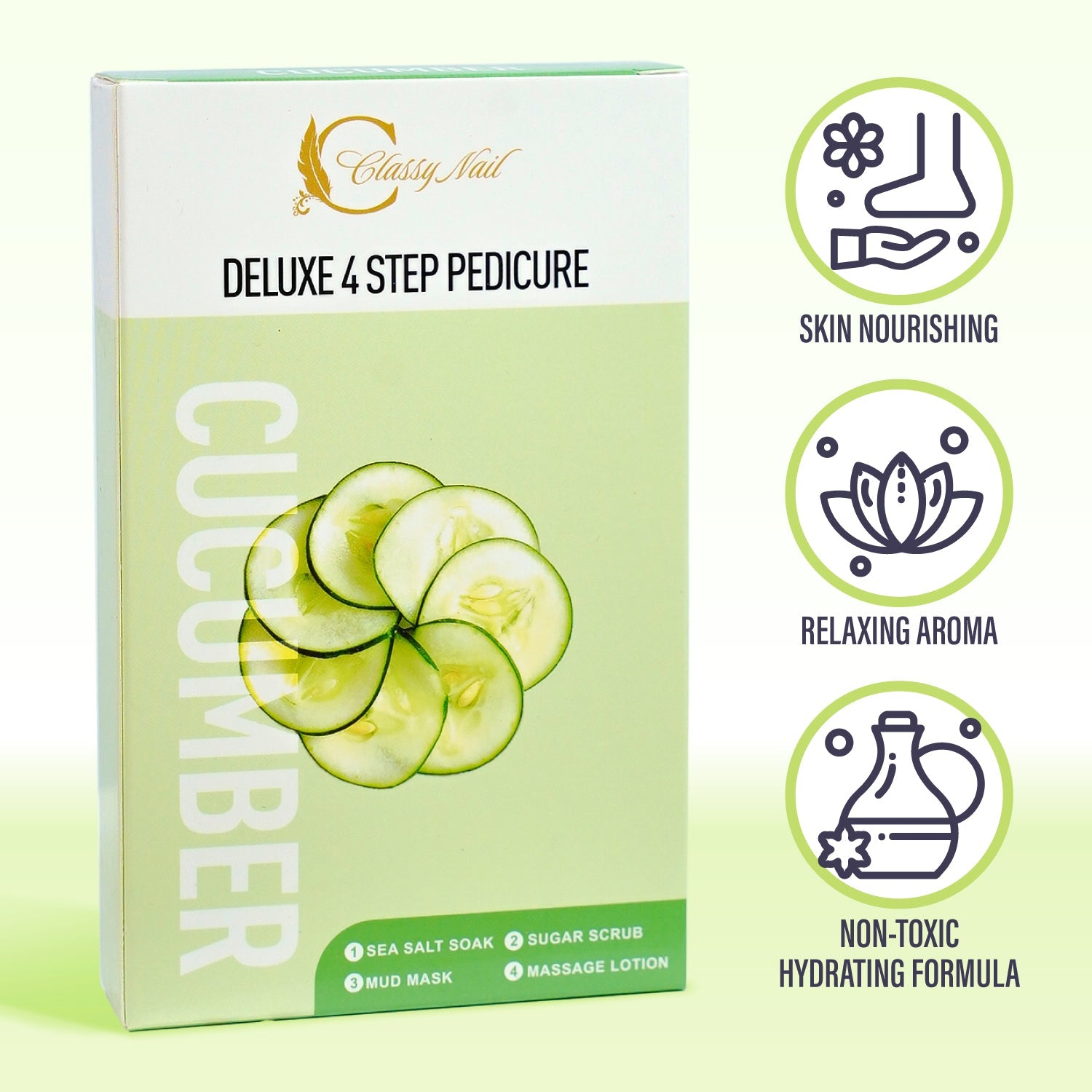 Classy Nail - Deluxe 4 Steps Pedicure x 50 Boxes - Cucumber - DTK Nail Supply
