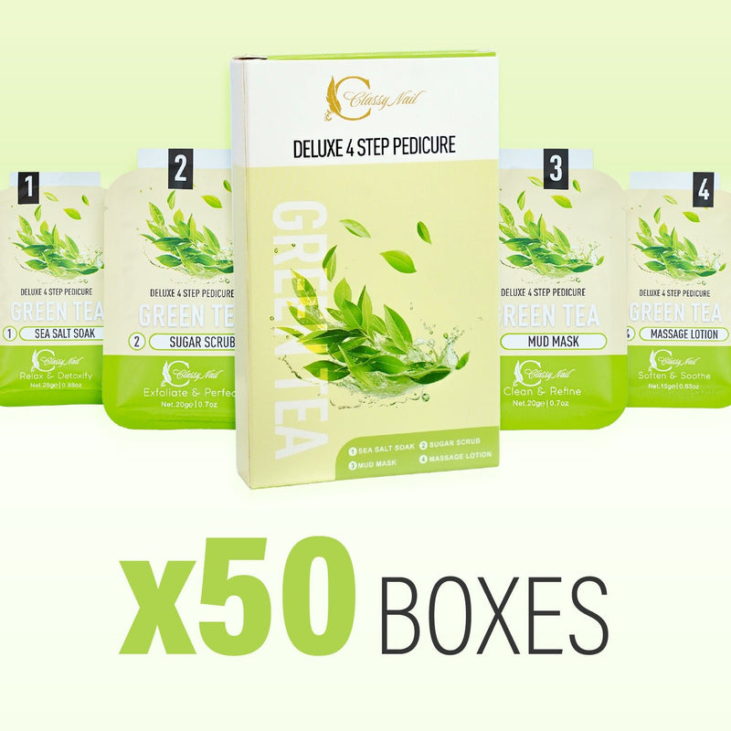 Classy Nail - Deluxe 4 Steps Pedicure x 50 Boxes - Green Tea - DTK Nail Supply