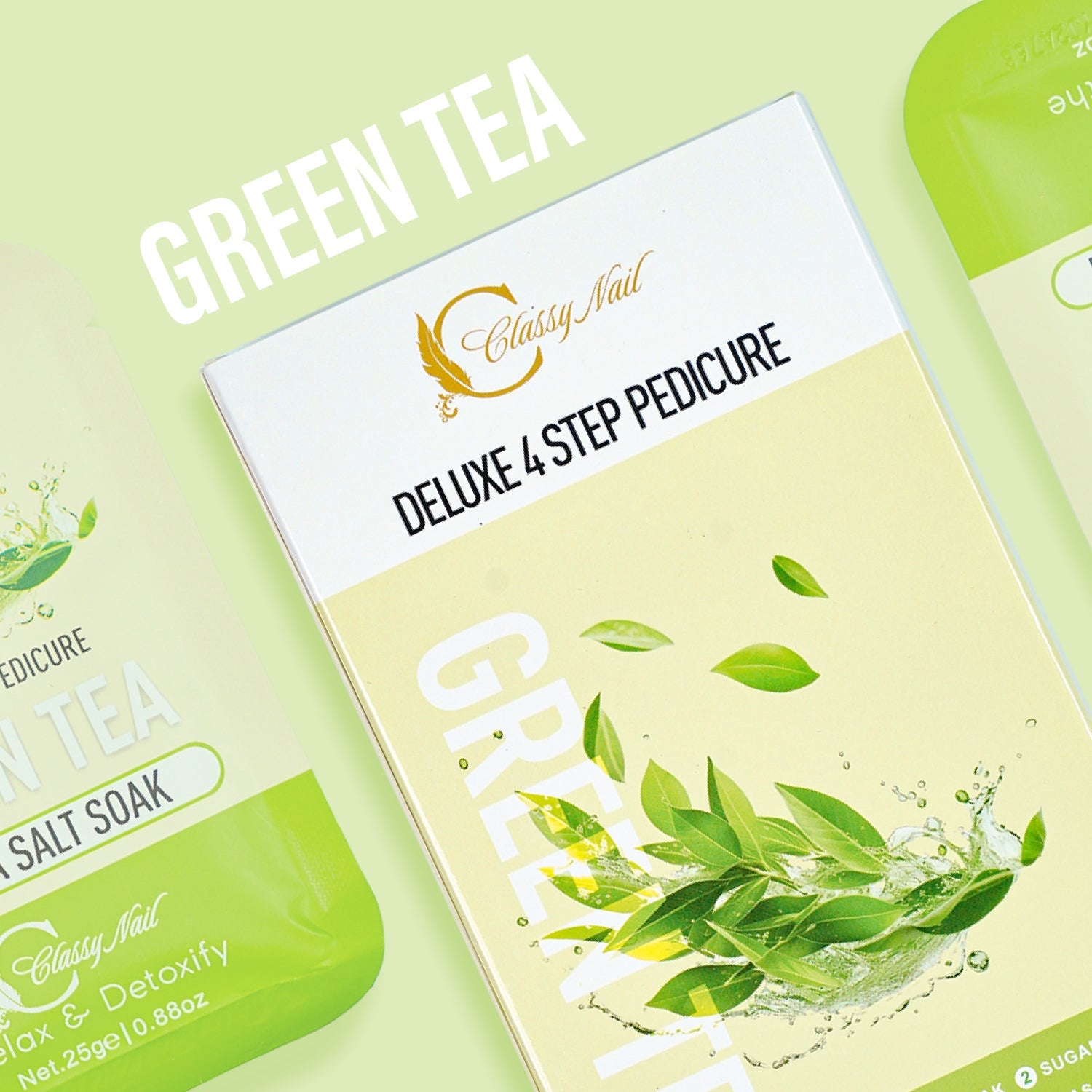 Classy Nail - Deluxe 4 Steps Pedicure x 50 Boxes - Green Tea - DTK Nail Supply