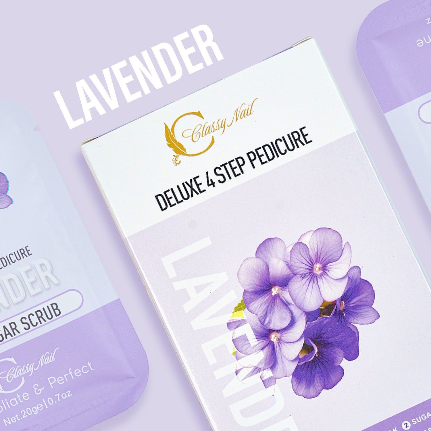 Classy Nail - Deluxe 4 Steps Pedicure x 50 Boxes - Lavender - DTK Nail Supply