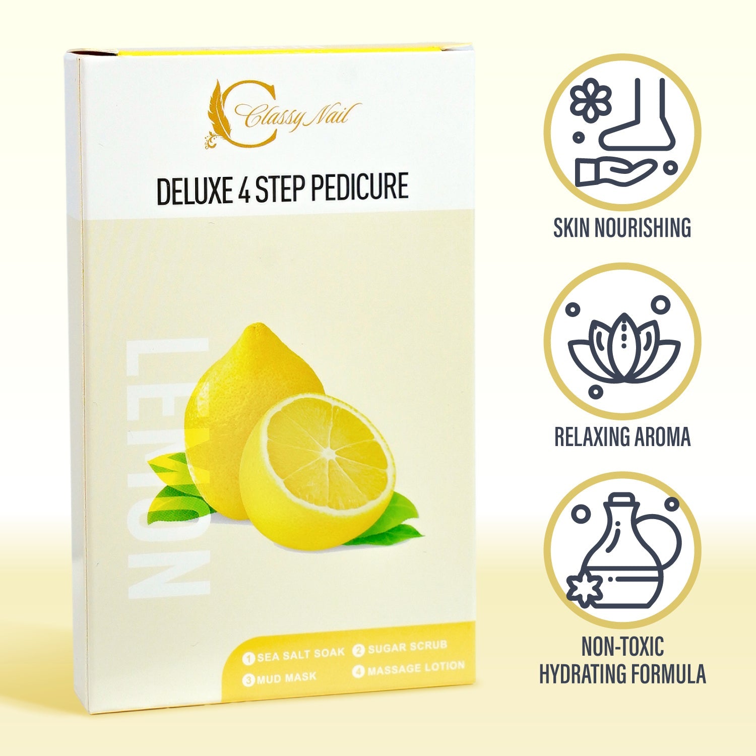 Classy Nail - Deluxe 4 Steps Pedicure x 50 Boxes - Lemon - DTK Nail Supply