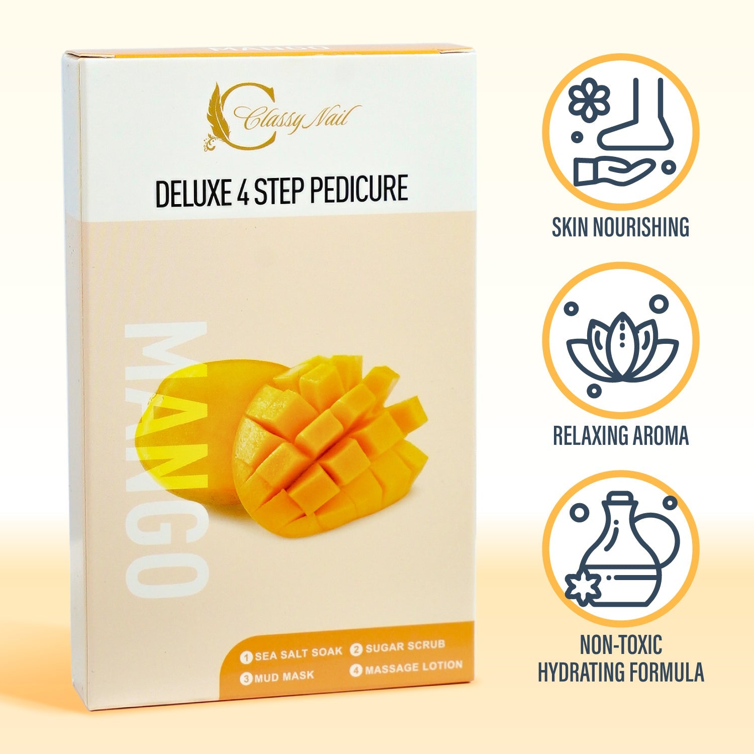 Classy Nail - Deluxe 4 Steps Pedicure x 50 Boxes - Mango - DTK Nail Supply