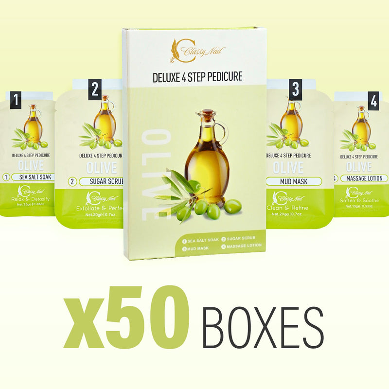 Classy Nail - Deluxe 4 Steps Pedicure x 50 Boxes - Olive - DTK Nail Supply
