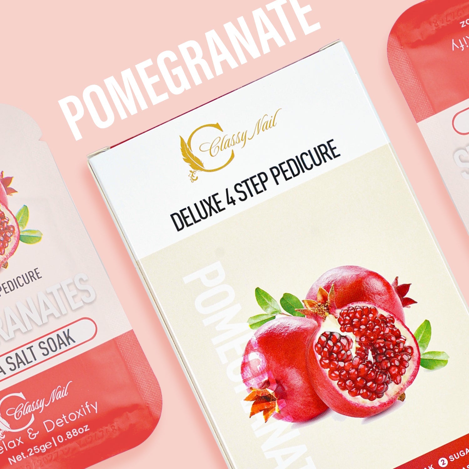 Classy Nail - Deluxe 4 Steps Pedicure x 50 Boxes - Pomegranates - DTK Nail Supply
