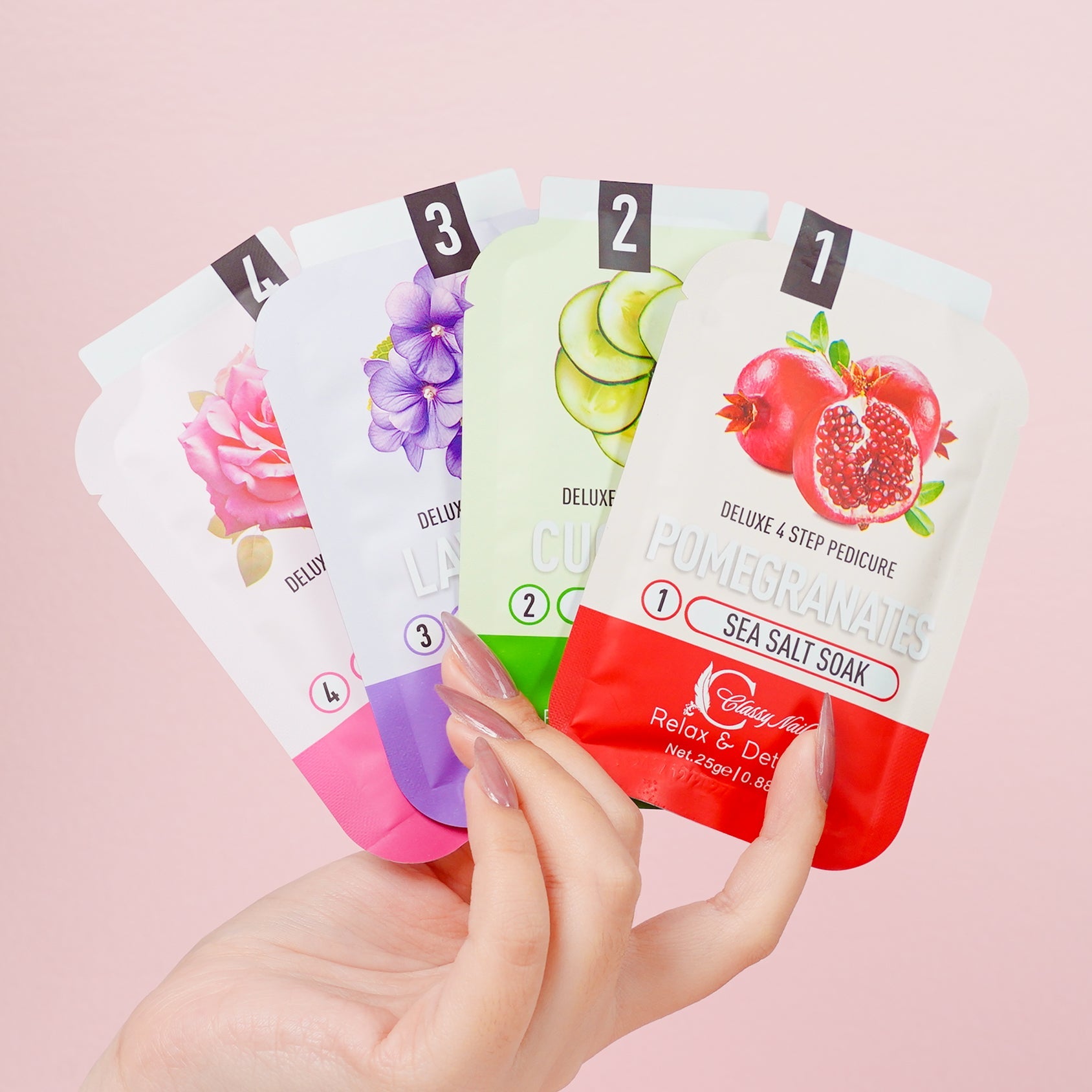 Classy Nail - Deluxe 4 Steps Pedicure x 50 Boxes - Rose - DTK Nail Supply