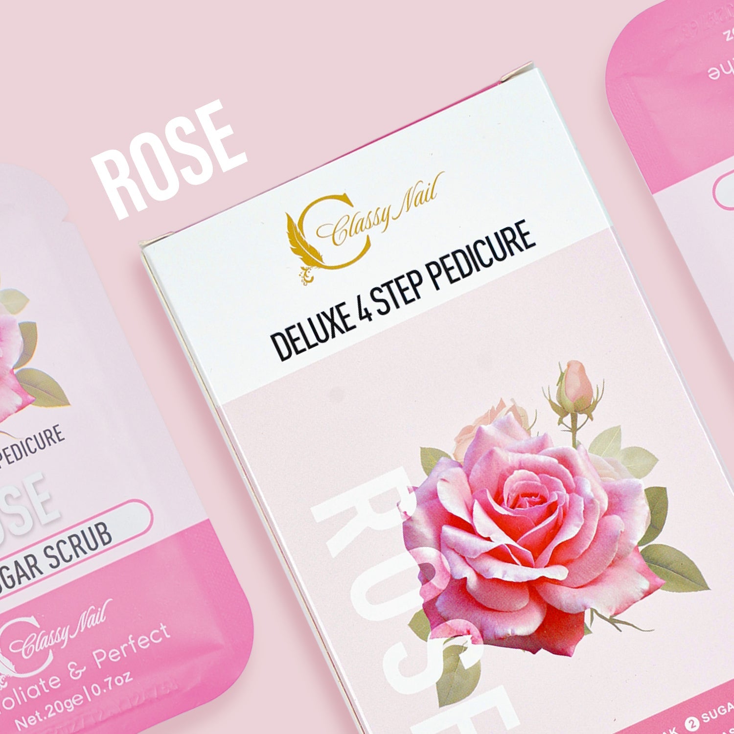 Classy Nail - Deluxe 4 Steps Pedicure x 50 Boxes - Rose - DTK Nail Supply