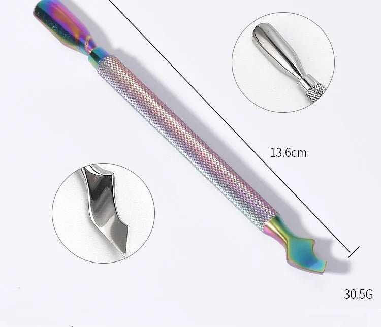 Colorful Stainless Double Head Dead Skin Push Nail Cuticle Pusher Set with High Quality - DTK Nail Supply