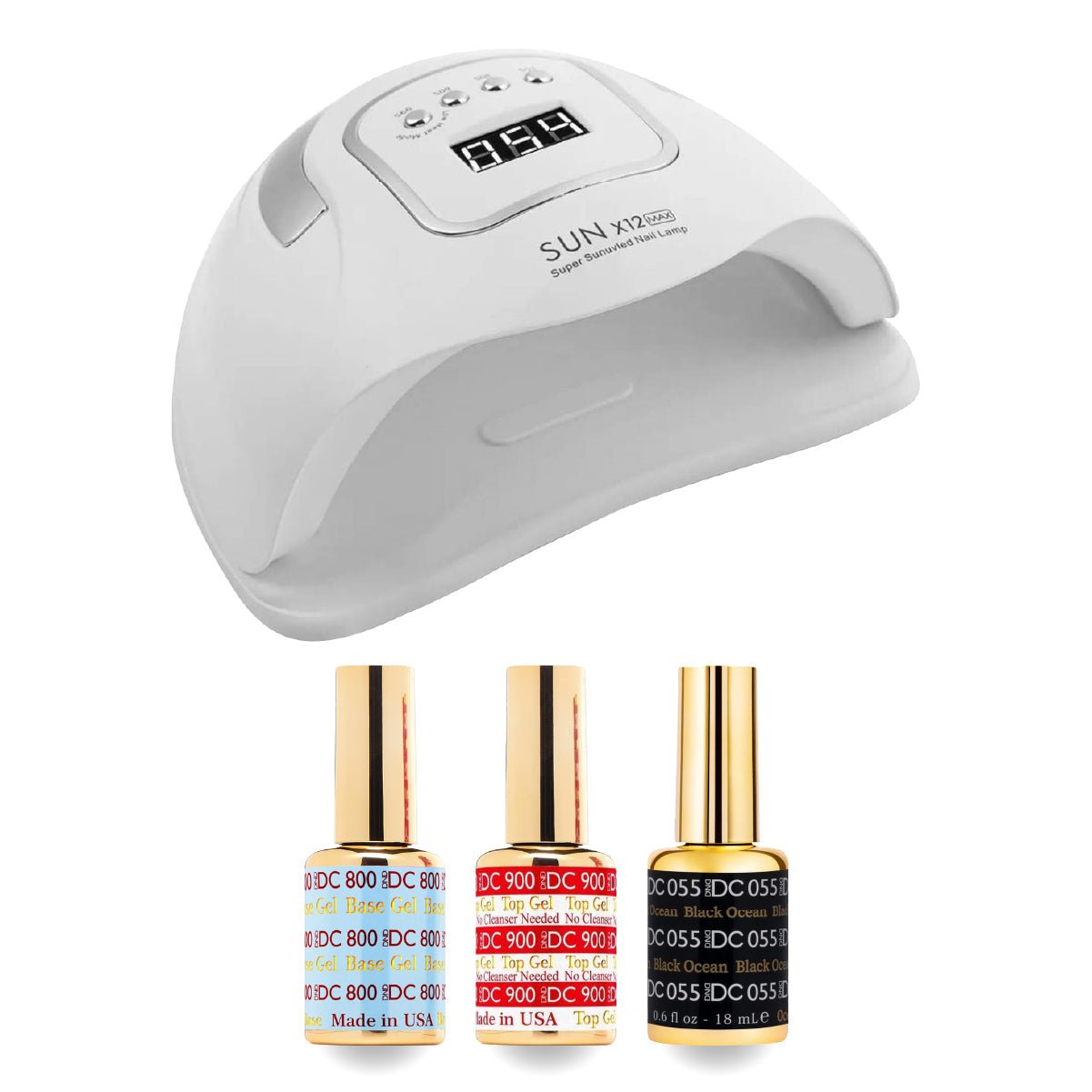 DC Gel Basic Kit - 055 Black Ocean & Nail Lamp - DTK Nail Supply