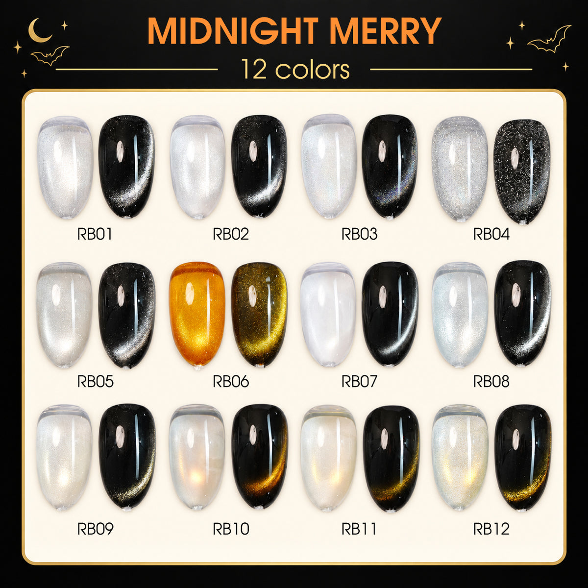 LDS Midnight Merry - Set 12 Colors - Universal Cat Eye Collection - DTK Nail Supply