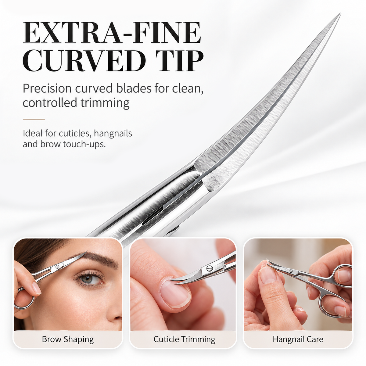 Cuticle Scissors - Extra-Fine Curved Blade with Pouch - DTK Nail Supply
