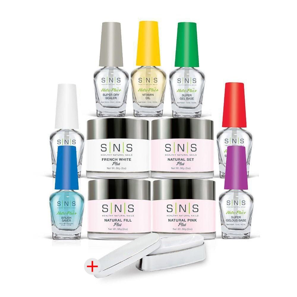 Dip Powder Student Kit Upgrade 4 + FREE MOLDING: French White, Natural Set, Natural Pink, Natural Fill, 7 Essentials - DTK Nail Supply