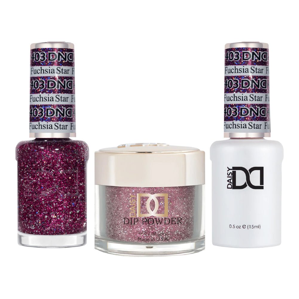 DND 3 in 1 - Dip, Gel & Lacquer Matching - 403 Fuchsia Star - DTK Nail Supply