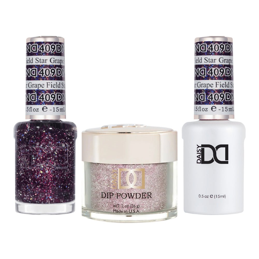 DND 3 in 1 - Dip, Gel & Lacquer Matching - 409 Grape Field Star - DTK Nail Supply