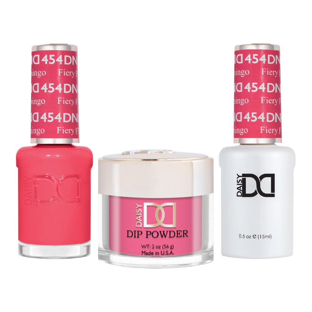 DND 3 in 1 - Dip, Gel & Lacquer Matching - 454 Fiery Flamingo - DTK Nail Supply