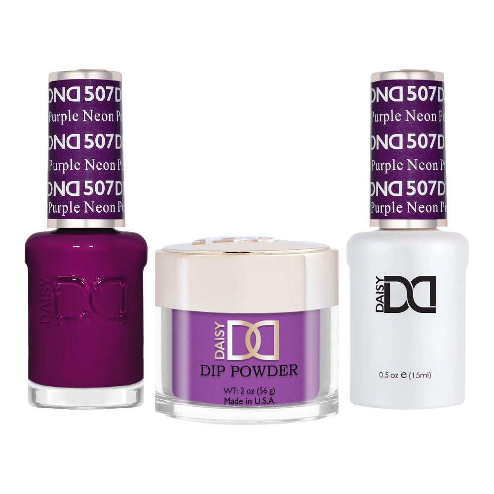 DND 3 in 1 - Dip, Gel & Lacquer Matching - 507 Neon Purple - DTK Nail Supply