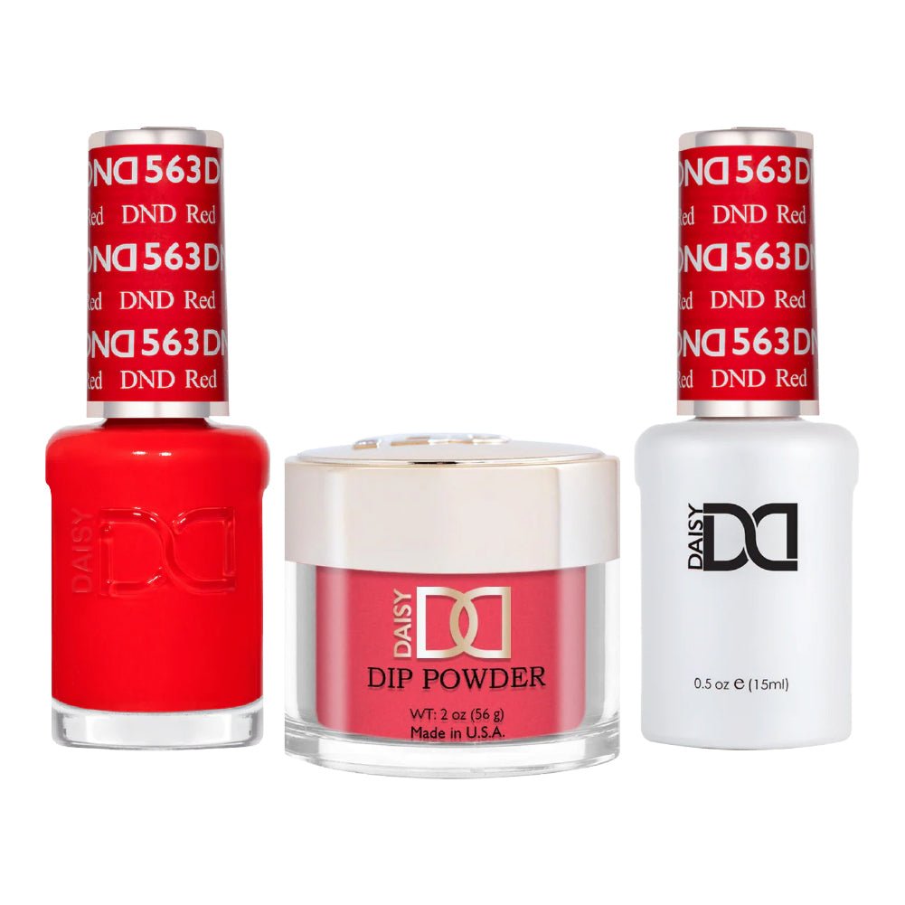 DND 3 in 1 - Dip, Gel & Lacquer Matching - 563 DND Red - DTK Nail Supply