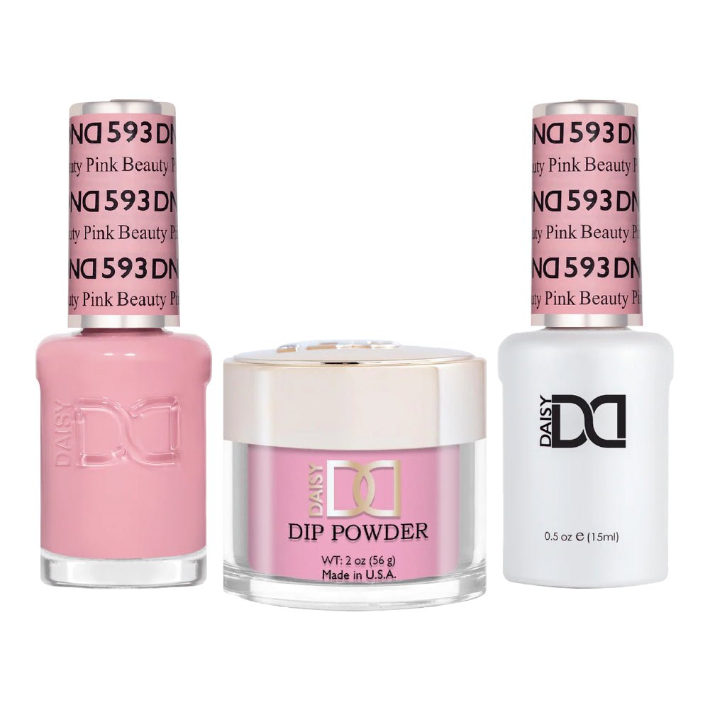 DND 3 in 1 - Dip, Gel & Lacquer Matching - 593 Pink Beauty - DTK Nail Supply