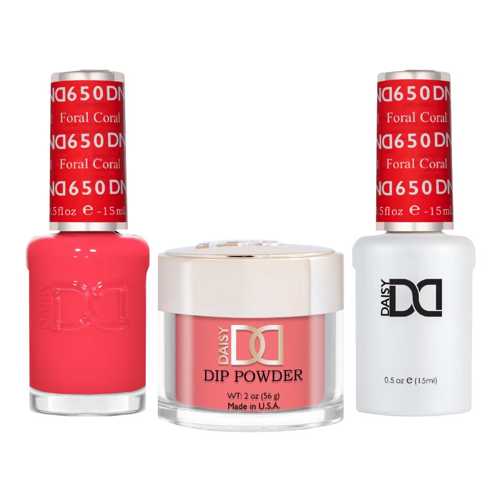 DND 3 in 1 - Dip, Gel & Lacquer Matching - 650 Floral Coral - DTK Nail Supply