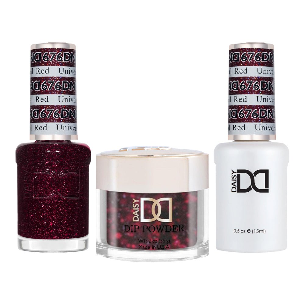 DND 3 in 1 - Dip, Gel & Lacquer Matching - 676 University Red - DTK Nail Supply