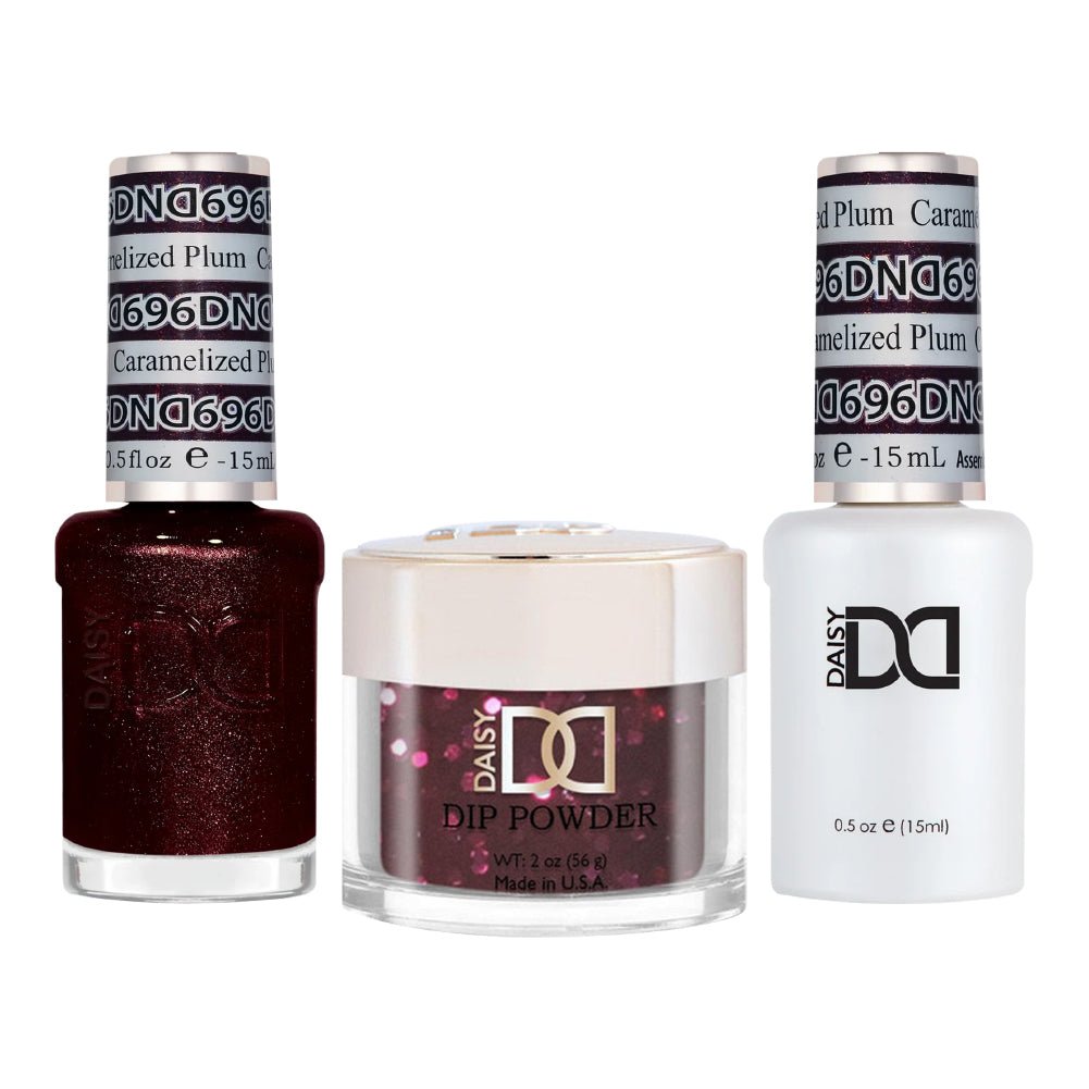 DND 3 in 1 - Dip, Gel & Lacquer Matching - 696 Caramelized Plum - DTK Nail Supply