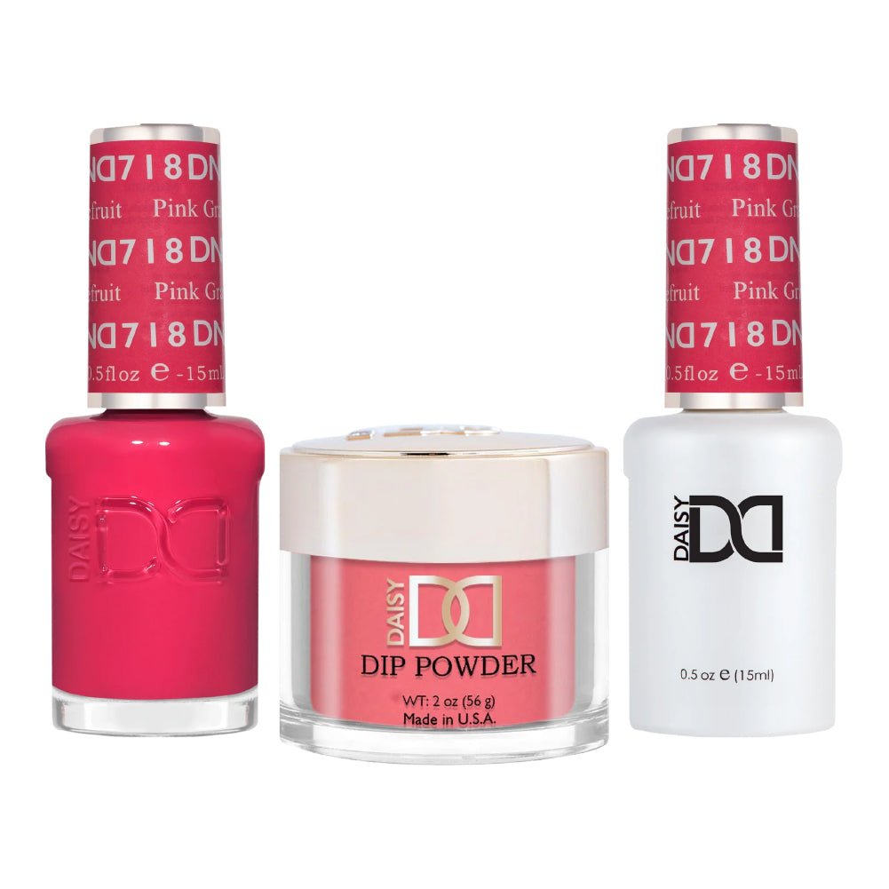 DND 3 in 1 - Dip, Gel & Lacquer Matching - 718 Pink Grapefruit - DTK Nail Supply