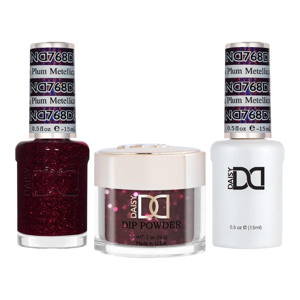 DND 3 in 1 - Dip, Gel & Lacquer Matching - 768 Metallica Plum - DTK Nail Supply