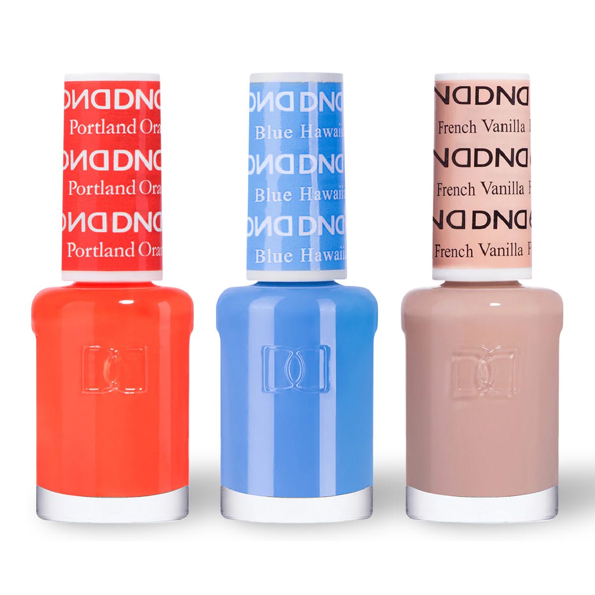 DND 3 Nail Lacquer - Set 2 - ORANGE, BLUE & NUDE - DTK Nail Supply