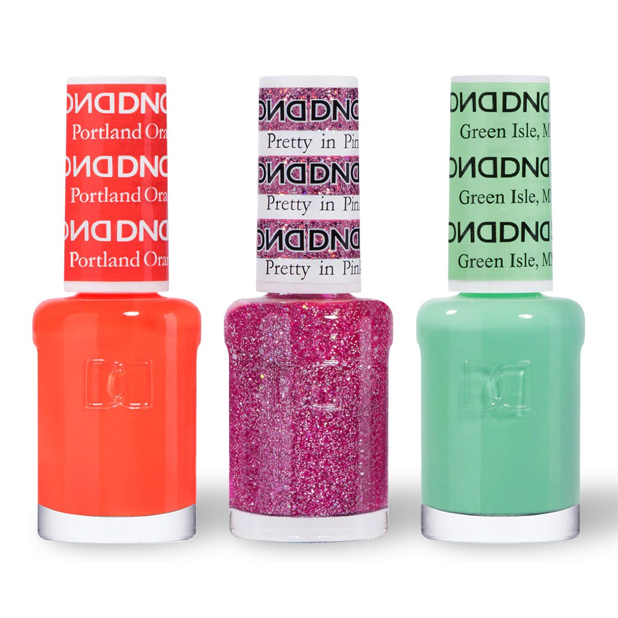DND 3 Nail Lacquer - Set 3 - ORANGE, GLITTER & GREEN - DTK Nail Supply
