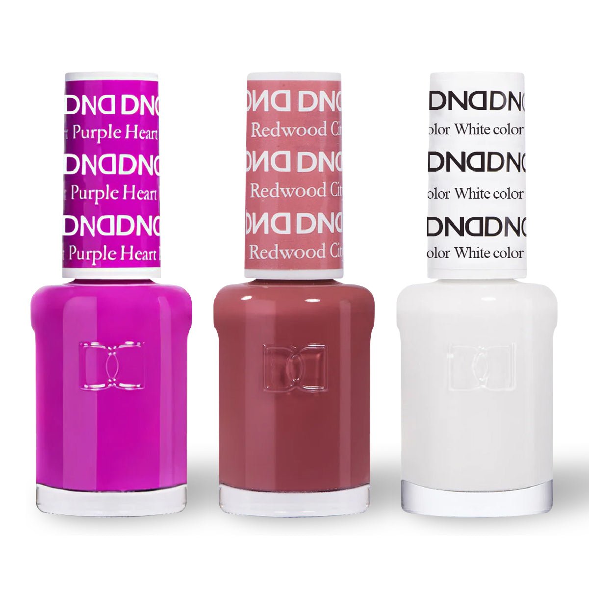 DND 3 Nail Lacquer - Set 7 - PURPLE, BROWN & WHITE - DTK Nail Supply