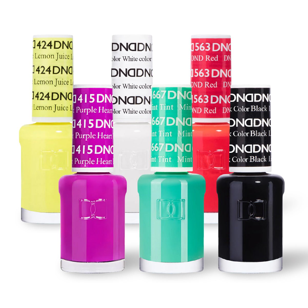 DND 6 Nail Lacquer - Set 10 - (424 - WHITE - 563 - 415 - 667 - BLACK) - DTK Nail Supply